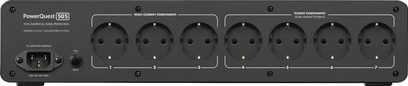 Audioquest PowerQuest 505 şebeke kondisyoneri, ön panel siyah, 7 adet şebeke prizi ve 1 adet toggle anahtarı ile