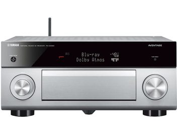 Yamaha RX-A3060 titanium home-cinema forstærker, børstet metalgrå frontpanel, stort LCD-display, drejelige aluminiumsknapper