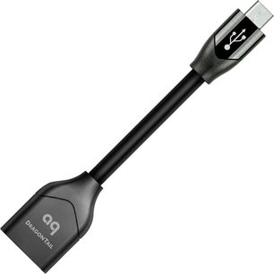Audioquest DragonTail svart mikro-USB-kabel, USB-A-kontakt, mikro-USB-kontakt, grå flätad kabelmantel