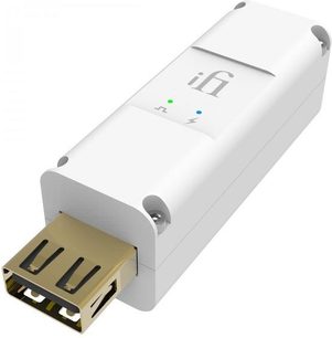 iFi Audio iPurifier3 USB-A tilbehør, rektangulært hvidt kabinet, USB-porte, indikatorlamper