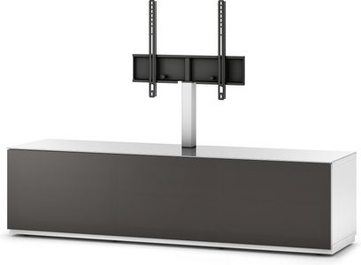 ТВ-тумба Sonorous Studio STA161T-WHT-OLV, біла та темно-сіра, з настінним кріпленням для плоского екрана та скляною полицею