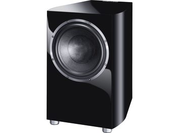 Heco Celan Revolution Sub 32 A zwart gelakt subwoofer, ronde luidspreker, metalen rooster, 4 poten