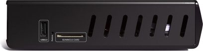 Zappiti One 4K HDR multimedie-afspiller, bagside, USB-porte og SD-kortplads, 7 audio/video-jackstik
