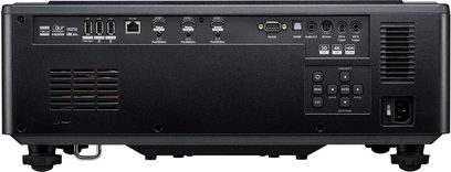 Videoproiettore Optoma UHZ78LV nero, vista posteriore con connettività HDMI, USB, RS232 e prese audio