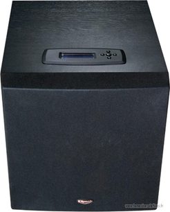 Klipsch RSW-10d sort subwoofer, set forfra, mat sort front, USB-port og kontroller på fronten