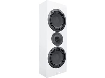 Altavoz de pared Canton GLE 15 S2 blanco mate, frontal blanco con dos woofers y tweeter central negros