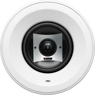 Indbygget højttaler Boston Acoustics VSi570, sort diskant og sølvfarvet ring, sort højttaler, hvid ramme