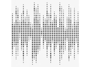Abstract pattern composed of black dots of varying sizes forming a wave on a white background