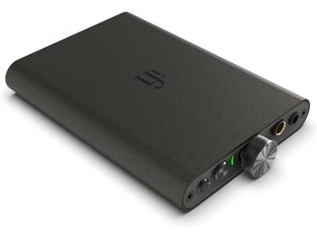 Convertor audio portabil iFi Audio Hip DAC 3 negru, carcasă metalică cu rotiță de volum și mufe pentru căști