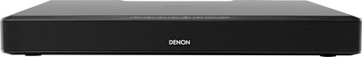 Denon DHT-T110 sort soundbar, rektangulær, langstrakt, set forfra, sort gitter på forsiden