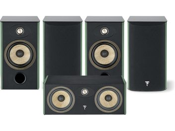 Zestaw 5 głośników bibliotecznych Focal Aria Evo X nr 1 w kolorze zielonym lak, 2-drożne, tweeter i woofer, widok z przodu