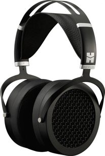 Hifiman Sundara sort hovedtelefoner, hovedbøjle og ørepuder i læder, cirkulære metalgitre på ørekopperne
