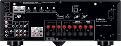 Ampli home-cinéma Yamaha RX-A780 noir, face avant, vue de face, connectiques et commandes, logo Yamaha