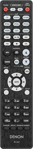 Schwarze Denon RC-1223 Fernbedienung mit grauen und weißen Tasten für verschiedene Audio- und Wiedergabefunktionen