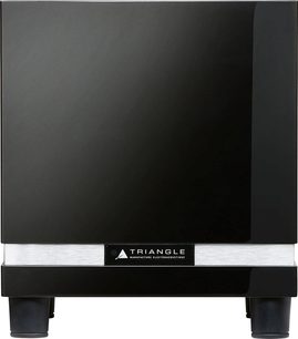 Triangle Thetis 280 sort lakeret baskabin, frontvisning, lodret rektangulært format, blank sort front, sølvfarvet logo