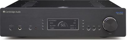 Stereo předzesilovač Cambridge Audio Azur 851E černý, přední panel s displejem, tlačítky a ovládacími kolečky