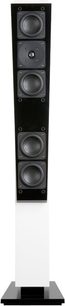 System Audio Ranger sort søjlehøjttaler, 4 runde højttalere, front, set forfra, på hvid baggrund