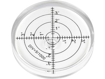 Enova HIFI NBPV 10 circular bubble level for turntables, with graduations and cardinal points, transparent
