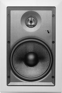 Vestavný reproduktor Focal Custom IW 106, pohled zepředu, kruhová kovová mřížka, centrální tweeter, metalicky šedé provedení