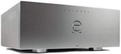 Primare A30.5 mkII-forstærker i børstet aluminium, set forfra, med et rektangulært, vandret format og minimalistisk front