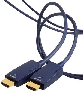 Kabely HDMI Furutech HF-A-NCF 3M, konektory tmavě modré, černé pláště, pohled shora a z boku