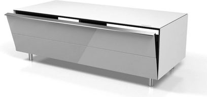 Spectral Scala SC1104 TV-møbel i grå, 2 låger, 2 skuffer, metalben, set forfra