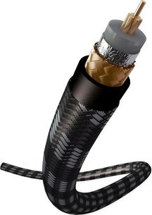 Kabel do subwoofera SUB1801 7,5m, zbliżenie, czarna pleciona osłona, pozłacany wtyk, szary izolator