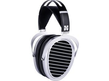 Наввушники Hifiman Ananda Nano відкритого типу, чорно-сріблясті, вид з трьох чвертей спереду, з головною дужкою та амбушюрами зі шкіри