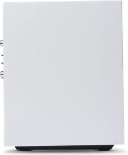 Bílý připojený reproduktor Cambridge Audio L/R S, pohled z pravé strany, minimalistické obdélníkové tělo