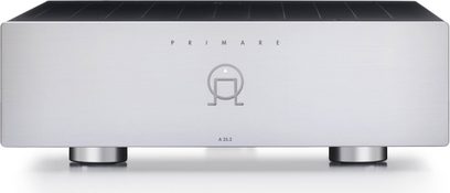 Výkonový zosilňovač Primare A35.2 v striebornom prevedení, brúsený hliníkový rám, minimalistický gravírovaný predný panel, čistý dizajn