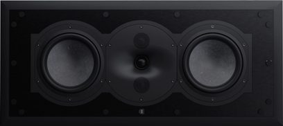 Väggmonterad inbyggnadshögtalare Perlisten R5i-C, frontal vy, rektangulär svart panel, 2 cirkulära woofers, 2 diskanter, 1 vågledare