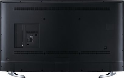Samsung UE65HU7100 65" fladskærms-LED-TV, frontvisning, tilslutningsmuligheder på bagsiden, smal sort ramme