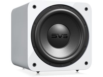 SVS SB-3000 R|Evolution hvit høyglans, kompakt subwoofer med svart frontmontert høyttaler