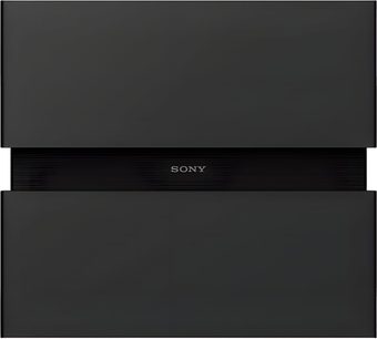 Sony BRAVIA Theatre Sub 9 sort subwoofer, rektangulært design med rillet midterbånd og centreret logo