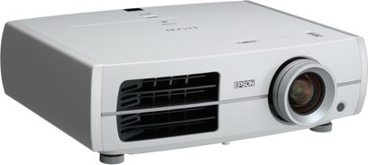 Epson EH-TW3600 lysegrå videoprojektor, rektangulær, forskudt linse, ventilationsgitter, bagside tilslutninger