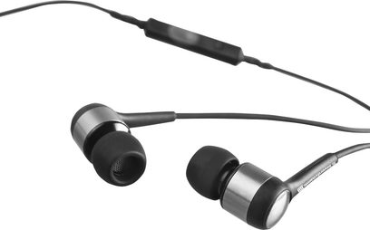 Åbent hi-fi hovedsæt Beyerdynamic MMX 101iE sort, venstre profilvisning, ovale metalørekopper, sort hovedbøjle og kabel