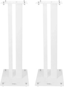 Enova HIFI MAJESTY 80 WH, dva bílé reproduktorové stojany, pohled zepředu, obdélníková konstrukce, čtvercová základna, viditelné šrouby