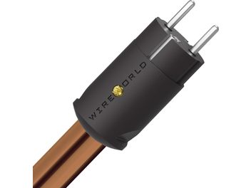Electra 10 Power 1,5m şebeke güç kablosu, altın renkli logo ile siyah silindirik konnektör, iki metal pin, bakır kılıf