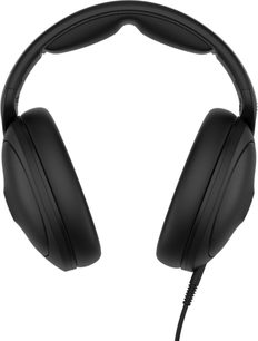 Sluten hi-fi-hörlurar Sennheiser HD 620S, svart, framifrån, ovala öronkuddar, vadderad huvudbygel, ljudkabel ansluten till vänster öronmussla