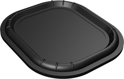 Bowers & Wilkins T7 Wireless Lautsprecher schwarz, Aufsicht, ovale Form, mattes schwarzes Gehäuse, schwarzes Gitter