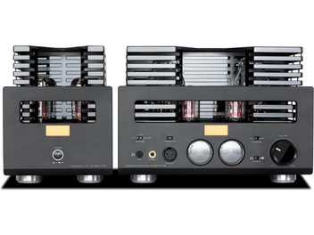 Preamplificador de auriculares Cayin HA-300 MK3 negro a válvulas sobre doble chasis con vúmetros en el frontal