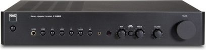 NAD C316BEE V2 graphite stereo hi-fi amplifier, front view. Black front panel with buttons and inputs