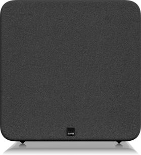 Subwoofer SVS SB-5000 R|Evolution nero laccato frontale con griglia in tessuto nero e base nera lucida