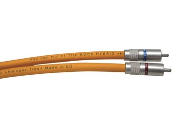 Van den Hul 3T The Rock Hybrid RCA-lydkabel 0,80 m orange dobbelt med metalstik i sølv med rød og blå ring