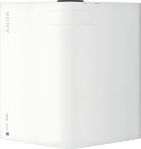 Sony BRAVIA Projector 7 — VPL-XW5100ES hvid i mat plast, rektangulært kabinet med afrundede hjørner og glat overflade på toppen med en central rektangulær luge, lodrette markeringer « Sony » og « 4K SXRD », set ovenfra