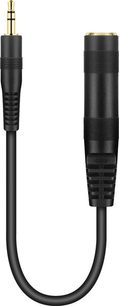 3,5 mm han-jackstik til 6,35 mm han-jackstik sort kabel, lige, flettet kappe, forgyldte stik, længde ca. 3 meter