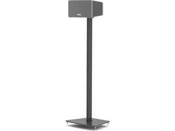 Piedistallo per diffusore Sonos PLAY3 nero, vista frontale, in posizione verticale su una base rettangolare nera