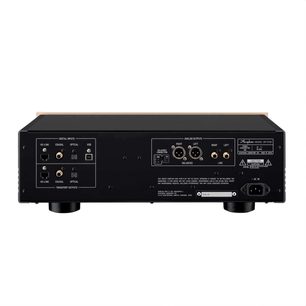 Συσκευή αναπαραγωγής CD Accuphase DP-570S, πίσω όψη με μαύρο πάνελ, ψηφιακές εισόδους και αναλογικές εξόδους ήχου