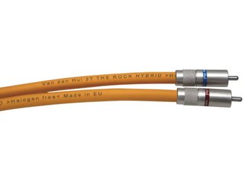 Cavo audio RCA Van den Hul 3T The Rock Hybrid 0,80 m arancione doppio con connettori in metallo argentato anelli rosso e blu