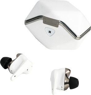 Бездротові навушники Hifiman Svanar Wireless Jr, білий шестикутний корпус з сріблястою облямівкою, білі навушники з чорними амбушюрами